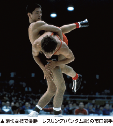 豪快な技で優勝 レスリング（バンタム級）の市口選手